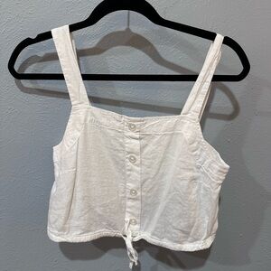 A New Day cropped linen top